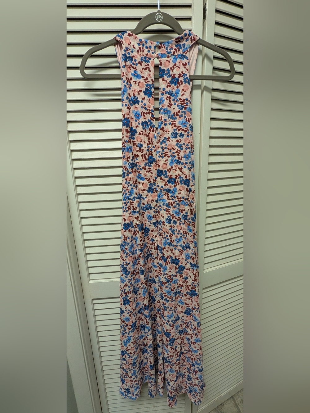 BCBG Pink Floral Dress with Blue & Rust Accents